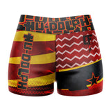 Hu-Dolph the Red Belt Reigndeer High Waisted Waisted Women's Compression Shorts (Red Yellow)