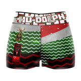 Hu-Dolph the Red Belt Reigndeer High Waisted Waisted Women's Compression Shorts (Red Green)