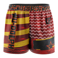 Hu-Dolph the Red Belt Reigndeer Elastic Waisted Shorts (Red Yellow)