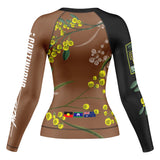 Wattle Flowers Long Sleeve Rashguard Brown