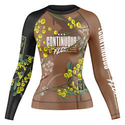 Wattle Flowers Long Sleeve Rashguard Brown