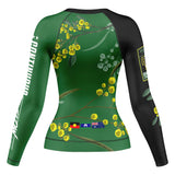 Wattle Flowers Long Sleeve Rashguard Green