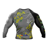 Wattle Flowers Long Sleeve Rashguard Grey