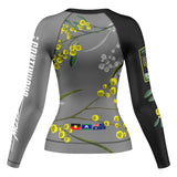 Wattle Flowers Long Sleeve Rashguard Grey