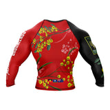 Wattle Flowers Long Sleeve Rashguard Red