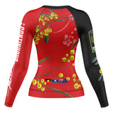 Wattle Flowers Long Sleeve Rashguard Red