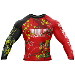 Wattle Flowers Long Sleeve Rashguard Red