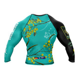 Wattle Flowers Long Sleeve Rashguard Teal