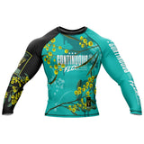 Wattle Flowers Long Sleeve Rashguard Teal