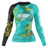 Wattle Flowers Long Sleeve Rashguard Teal