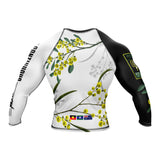 Wattle Flowers Long Sleeve Rashguard White