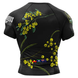 Wattle Flowers Short Sleeve Rashguard Black