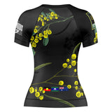 Wattle Flowers Short Sleeve Rashguard Black