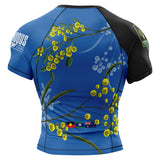 Wattle Flowers Short Sleeve Rashguard Blue