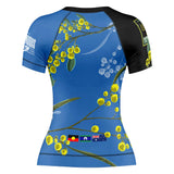 Wattle Flowers Short Sleeve Rashguard Blue