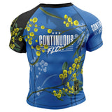 Wattle Flowers Short Sleeve Rashguard Blue