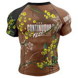 Wattle Flowers Short Sleeve Rashguard Brown