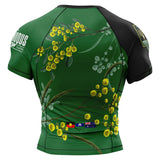 Wattle Flowers Short Sleeve Rashguard Green