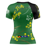 Wattle Flowers Short Sleeve Rashguard Green