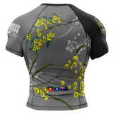 Wattle Flowers Short Sleeve Rashguard Grey