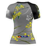 Wattle Flowers Short Sleeve Rashguard Grey