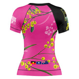 Wattle Flowers Short Sleeve Rashguard Pink