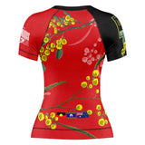 Wattle Flowers Short Sleeve Rashguard Red