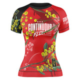 Wattle Flowers Short Sleeve Rashguard Red