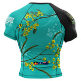 Wattle Flowers Short Sleeve Rashguard Teal