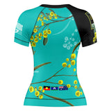 Wattle Flowers Short Sleeve Rashguard Teal