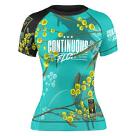 Wattle Flowers Short Sleeve Rashguard Teal