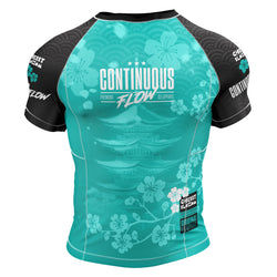 Cherry Blossom Short Sleeve Rashguard Teal