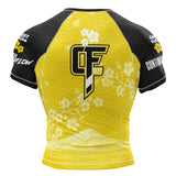 Cherry Blossom Short Sleeve Rashguard Yellow