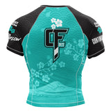 Cherry Blossom Short Sleeve Rashguard Teal