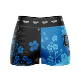 Cherry Blossoms High Waisted Waisted Women's Training Shorts Blue