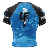 Cherry Blossom Short Sleeve Rashguard Blue