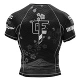 Cherry Blossom Short Sleeve Rashguard Black