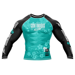 Cherry Blossom Long Sleeve Rashguard Teal