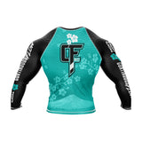 Cherry Blossom Long Sleeve Rashguard Teal