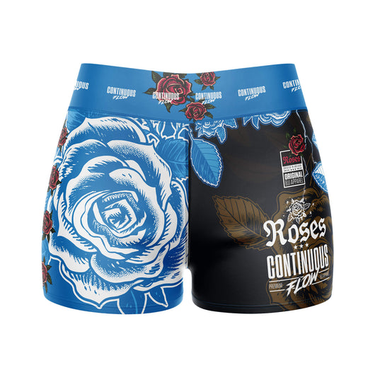 Roses High Waisted Waisted Women's Training Shorts (Blue)