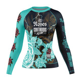 Roses Long Sleeve Rashguard (Teal)