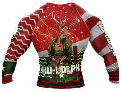 Hu-Dolph The Red Belt Reigndeer Rashguard (Red/Green)